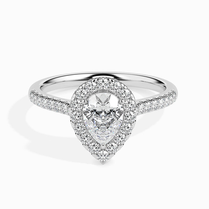 Dominique Solitaire Halo Pave Pear Setting