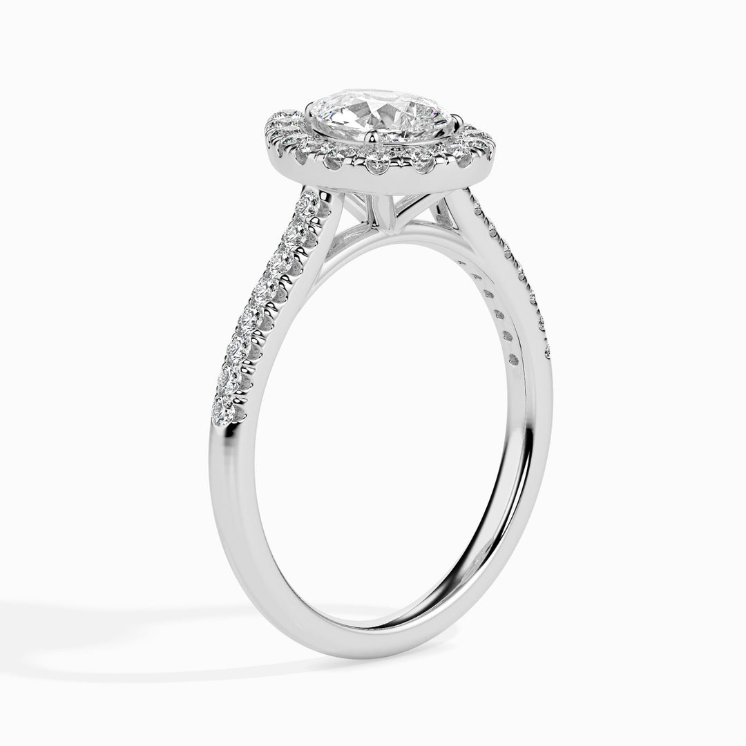 Dominique Solitaire Halo Pave Pear Setting