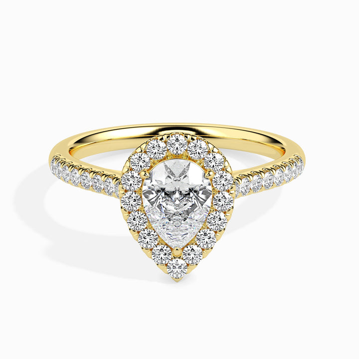 Dominique Solitaire Halo Pave Pear Ring