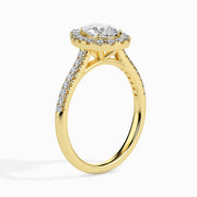 Dominique Solitaire Halo Pave Pear Ring-Dileti