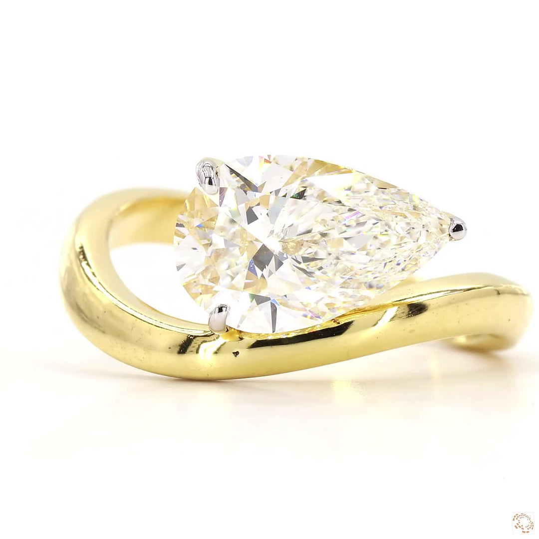 Sideways Pear Solitaire Lab Grown Diamond Ring