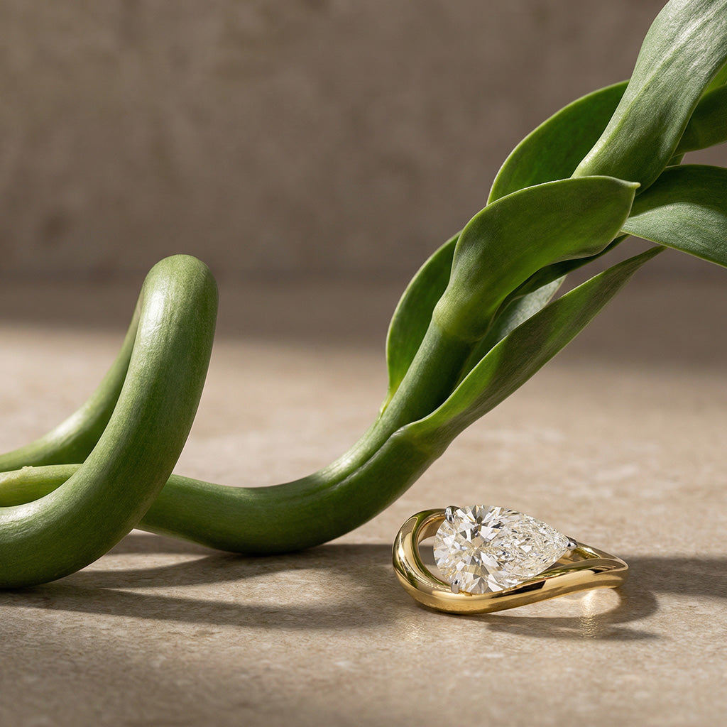 1 ctw Sideways Pear Solitaire Lab Grown Diamond Ring