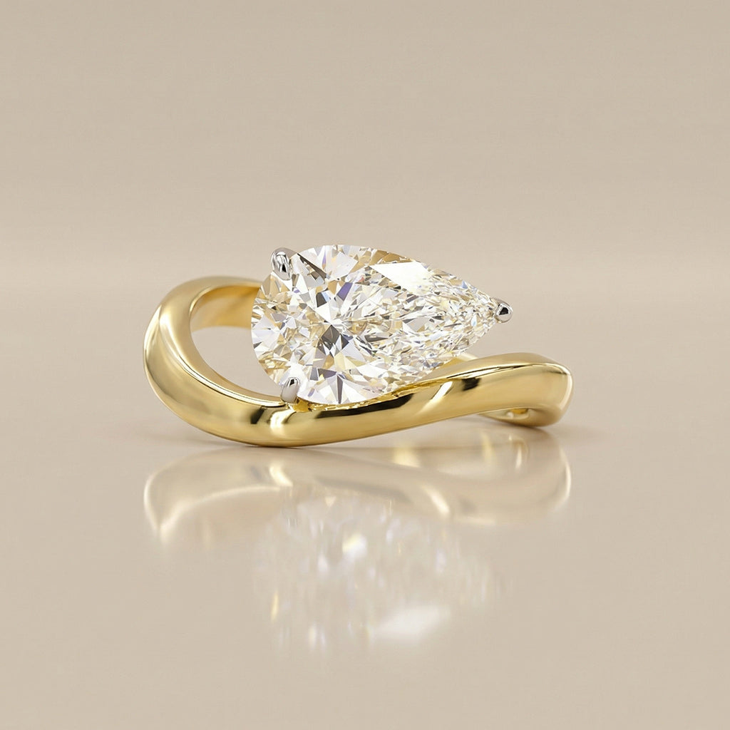 1 ctw Sideways Pear Solitaire Lab Grown Diamond Ring
