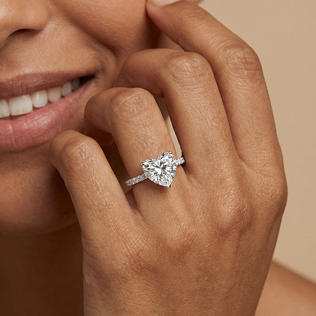 2 ctw Solitaire Pave Heart Ring