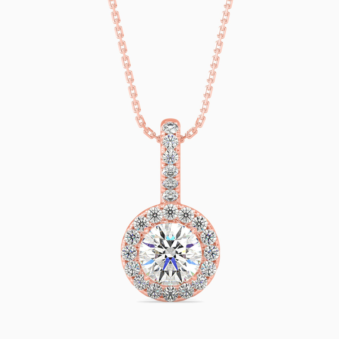 Antigua Solitaire Halo Round Pendant