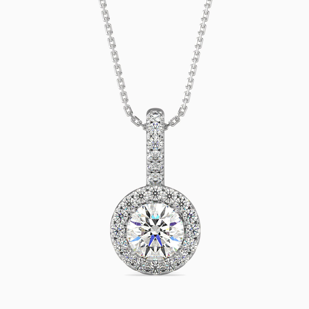 Antigua Solitaire Halo Round Pendant