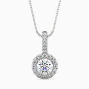 Antigua Solitaire Halo Round Pendant-Dileti