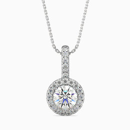 Antigua Solitaire Halo Round Pendant-Dileti