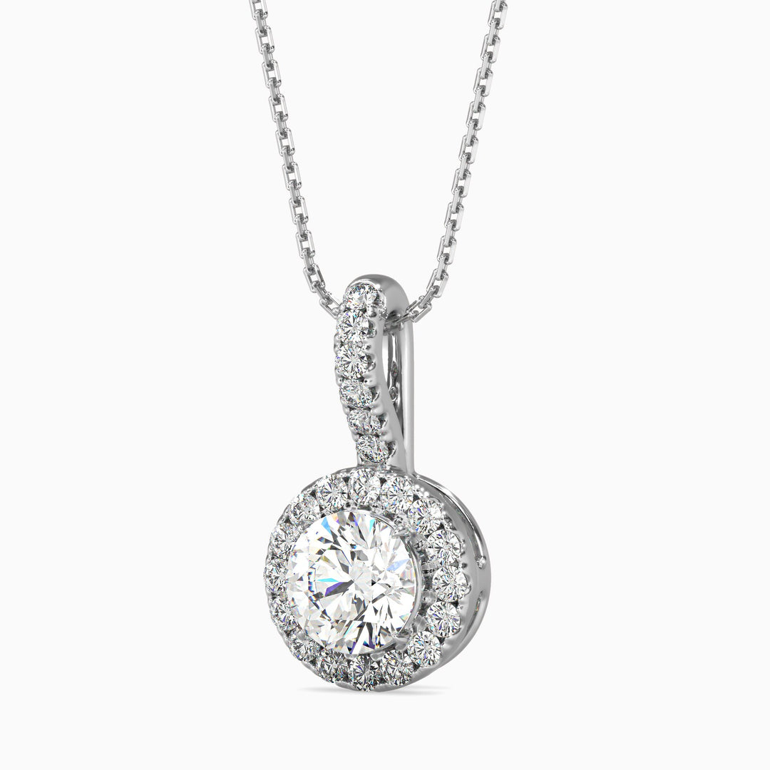 Antigua Solitaire Halo Round Pendant