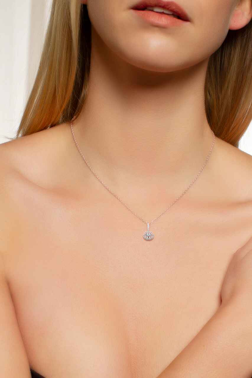 Vienna Solitaire Halo Princess Pendant