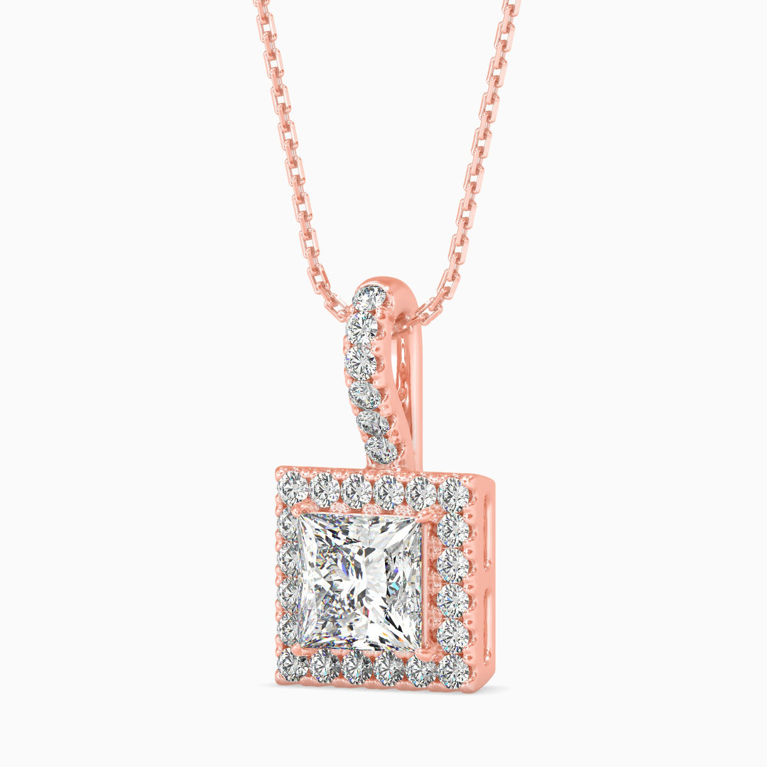 Vienna Solitaire Halo Princess Pendant