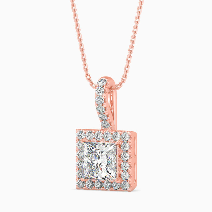 Vienna Solitaire Halo Princess Pendant