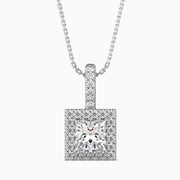 Vienna Solitaire Halo Princess Pendant-Dileti
