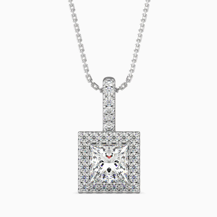 Vienna Solitaire Halo Princess Pendant