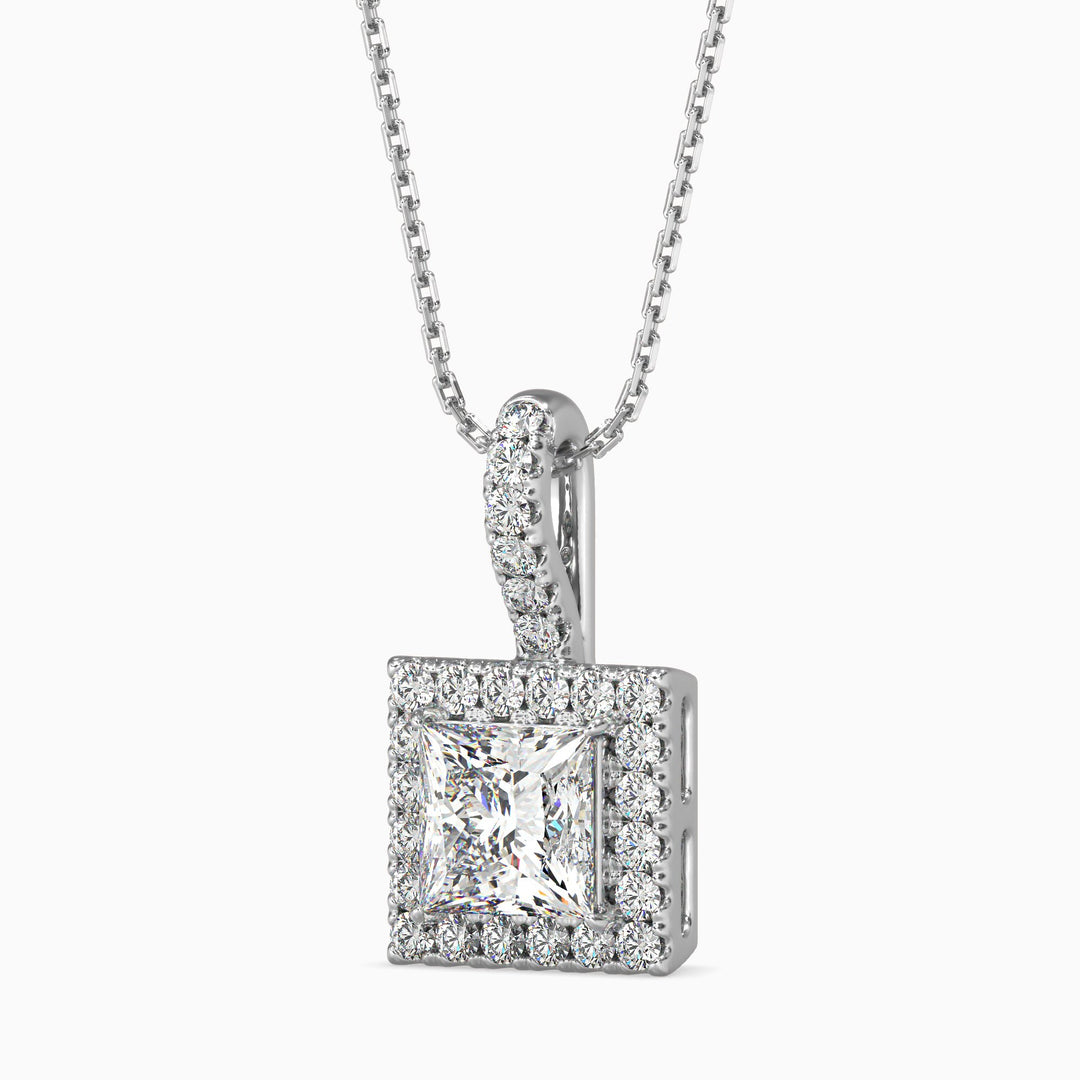 Vienna Solitaire Halo Princess Pendant