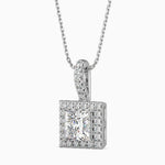 Vienna Solitaire Halo Princess Pendant-Dileti