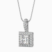 Vienna Solitaire Halo Princess Pendant-Dileti