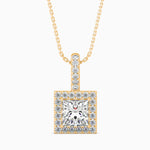 Vienna Solitaire Halo Princess Pendant-Dileti