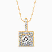 Vienna Solitaire Halo Princess Pendant-Dileti