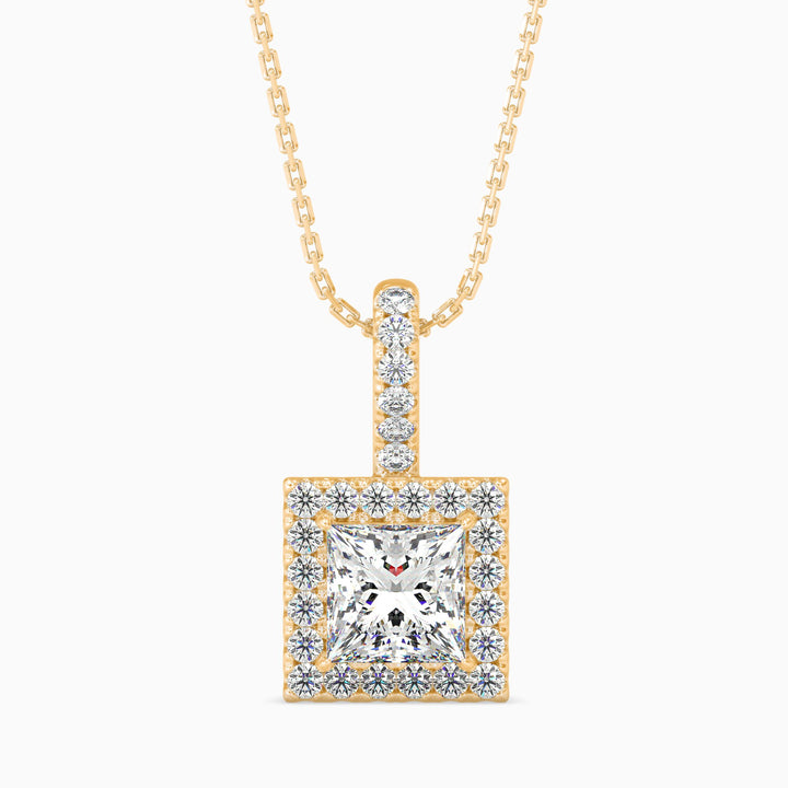 Vienna Solitaire Halo Princess Pendant