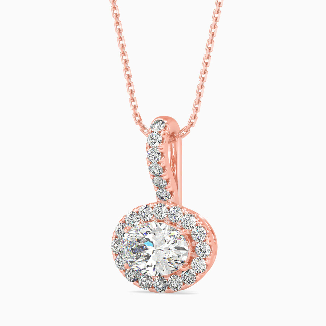 Athina Solitaire Halo Oval Pendant