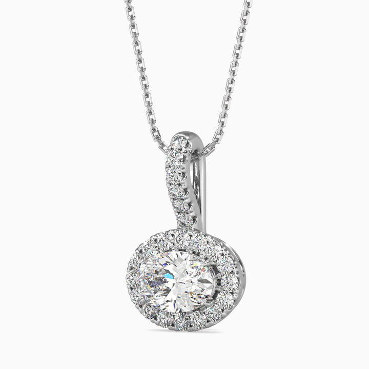 Athina Solitaire Halo Oval Pendant