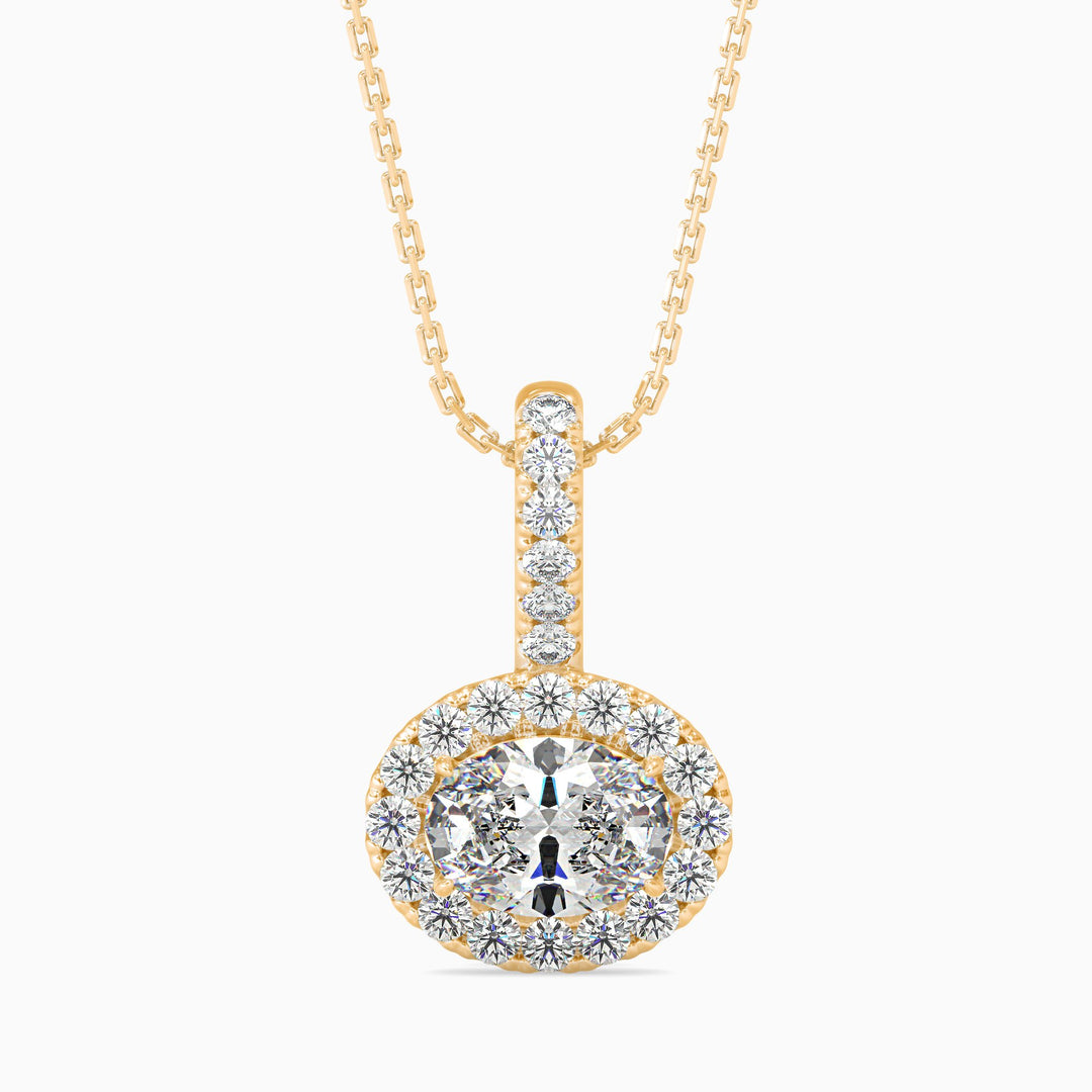 Athina Solitaire Halo Oval Pendant