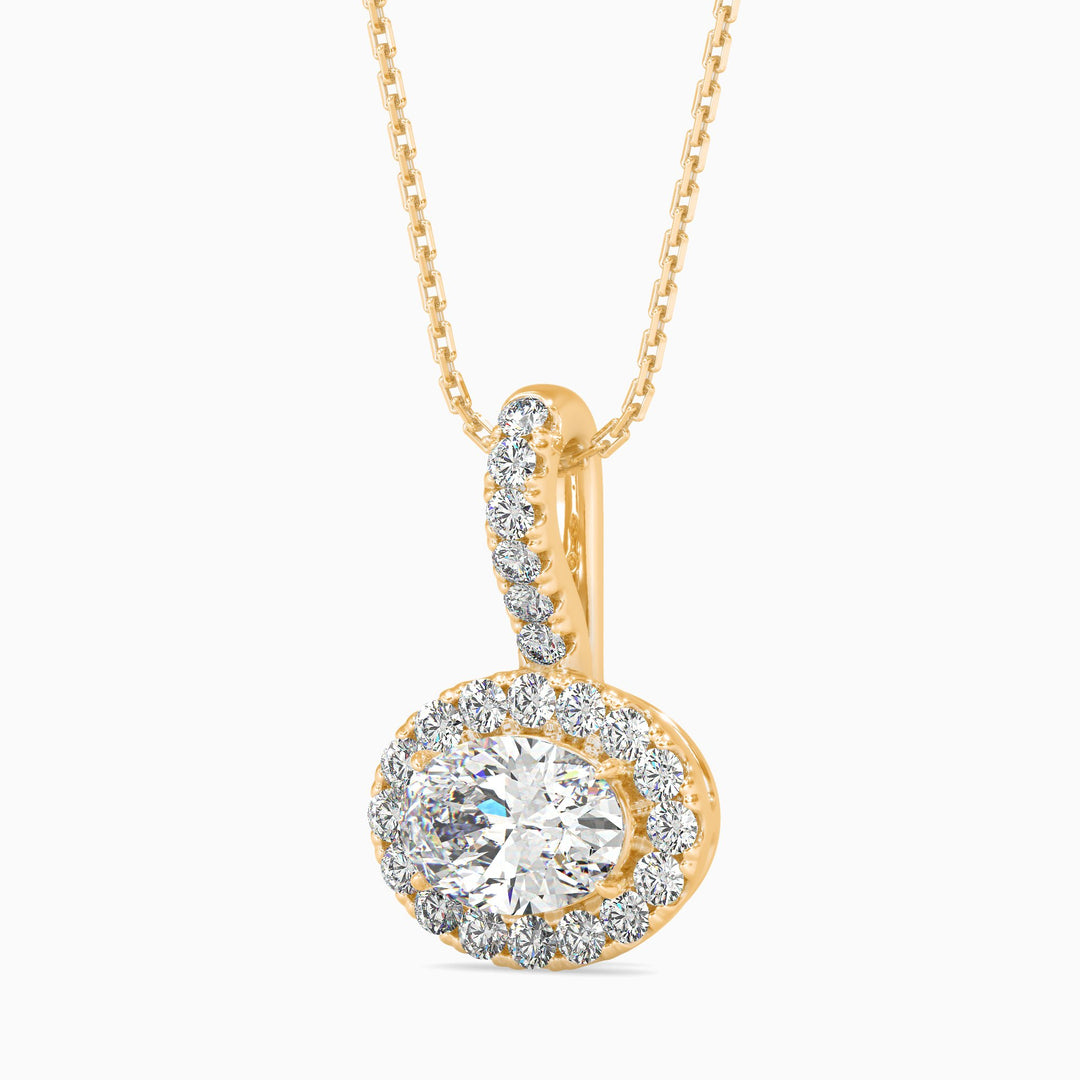 Athina Solitaire Halo Oval Pendant