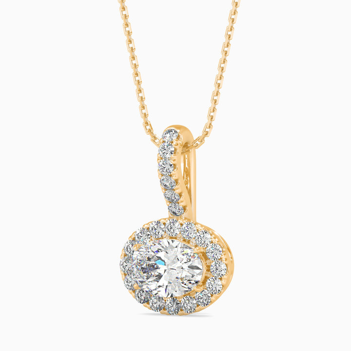 Athina Solitaire Halo Oval Pendant