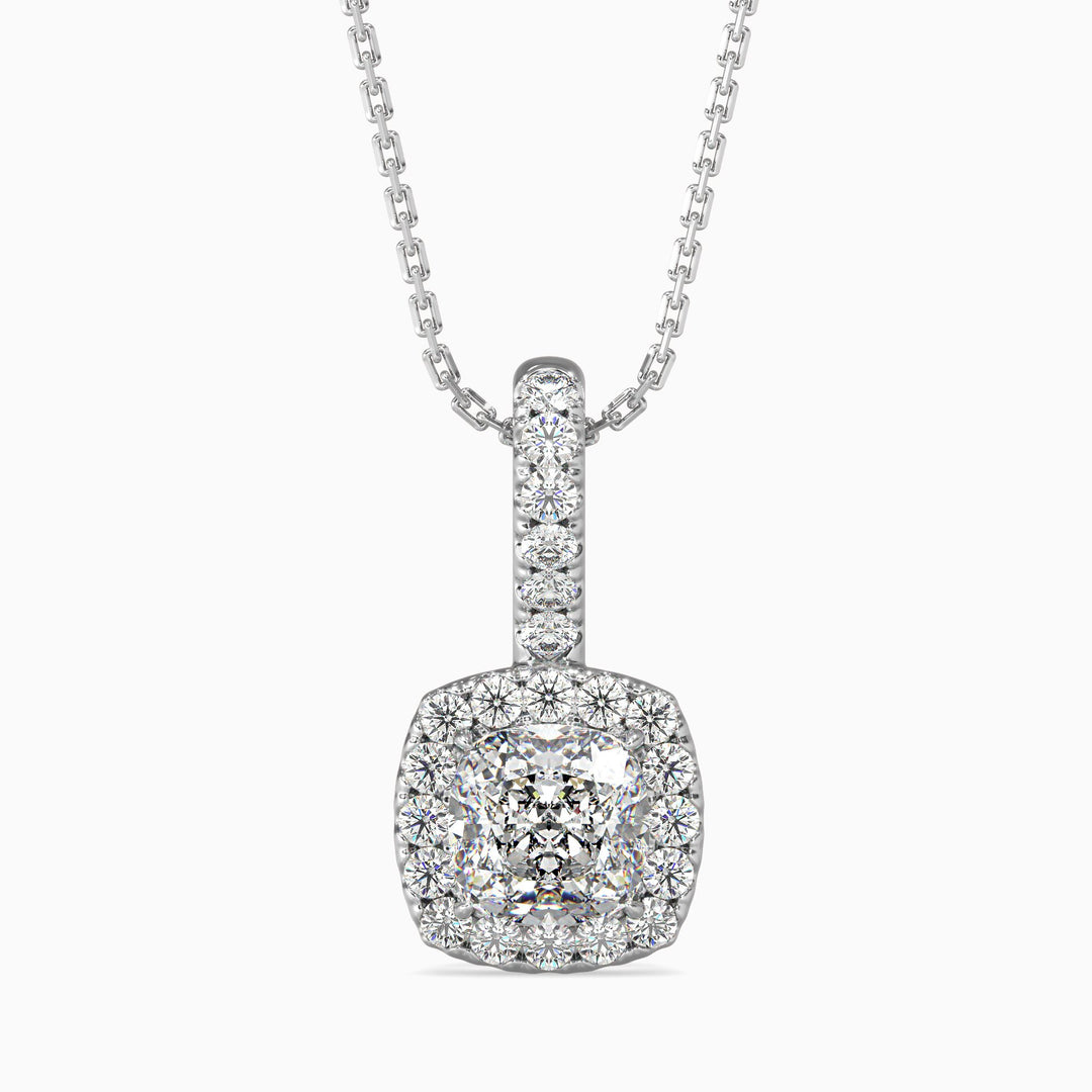 Milano Solitaire Halo Cushion Pendant