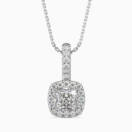 Milano Solitaire Halo Cushion Pendant-Dileti