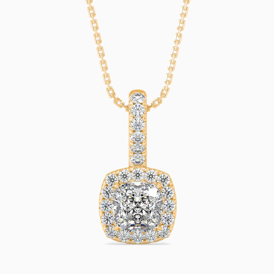 Milano Solitaire Halo Cushion Pendant