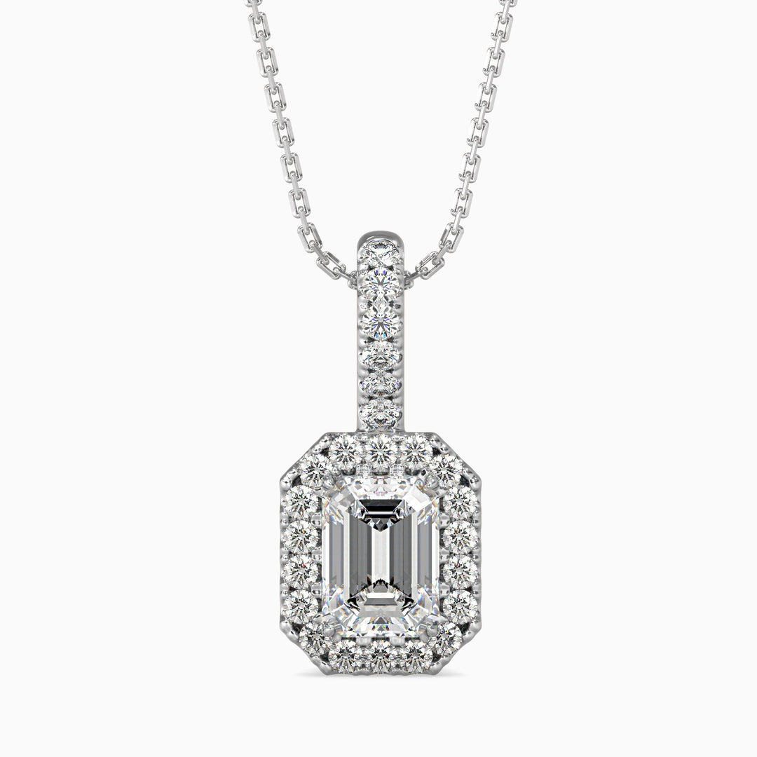 Capri Solitaire Halo Emerald Pendant