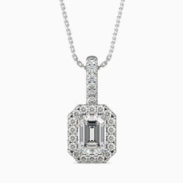 Capri Solitaire Halo Emerald Pendant-Dileti