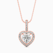 Venezia Solitaire Halo Heart Pendant-Dileti