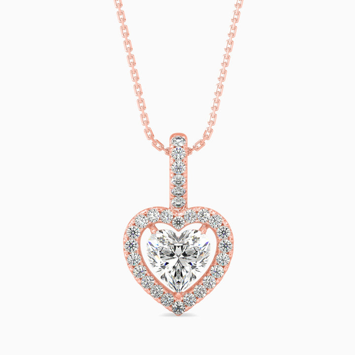 Venezia Solitaire Halo Heart Pendant