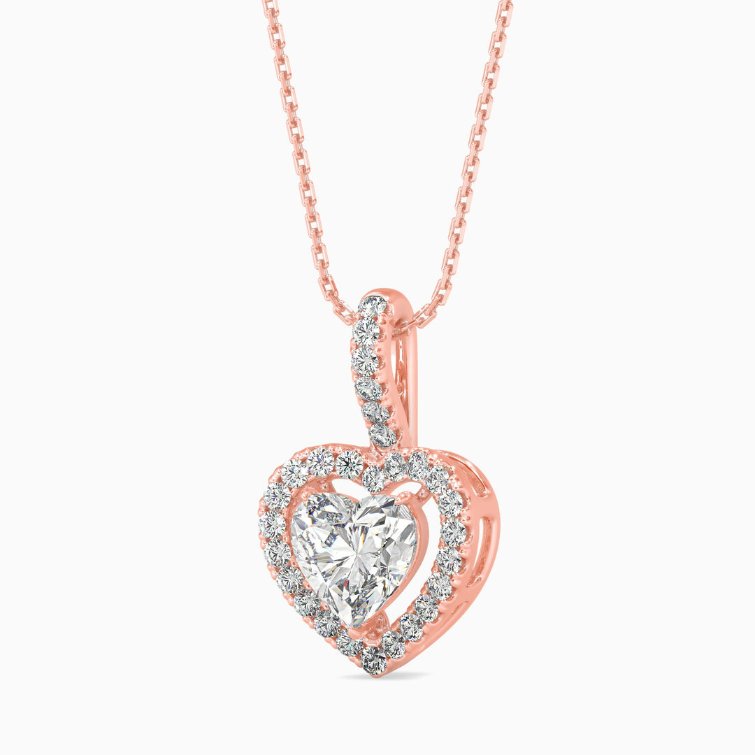 Venezia Solitaire Halo Heart Pendant