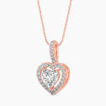 Venezia Solitaire Halo Heart Pendant-Dileti