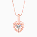 Venezia Solitaire Halo Heart Pendant-Dileti
