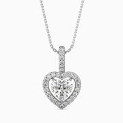 Venezia Solitaire Halo Heart Pendant-Dileti