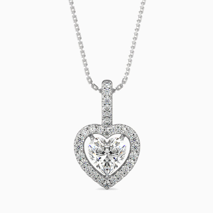 Venezia Solitaire Halo Heart Pendant