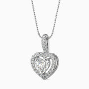 Venezia Solitaire Halo Heart Pendant-Dileti