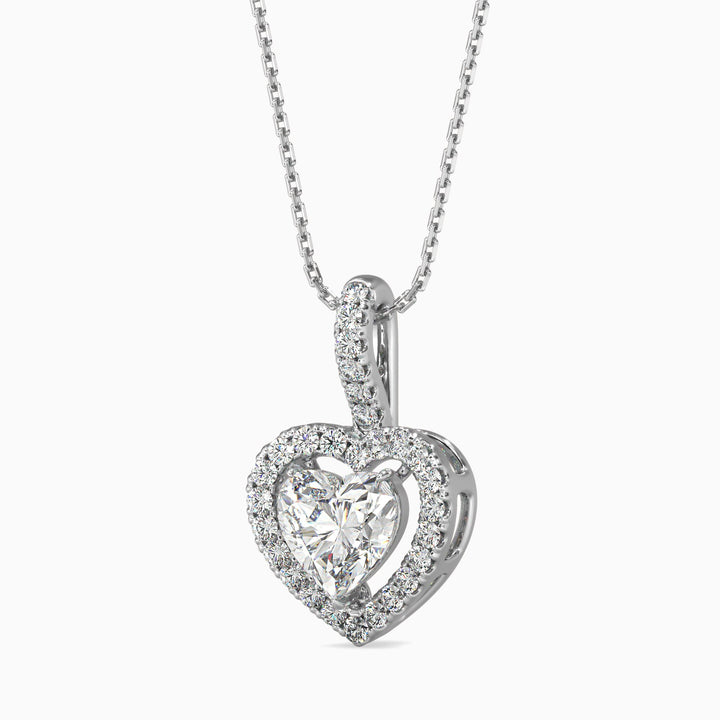 Venezia Solitaire Halo Heart Pendant