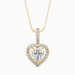 Venezia Solitaire Halo Heart Pendant-Dileti