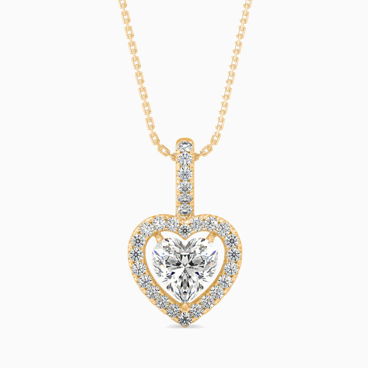 Venezia Solitaire Halo Heart Pendant