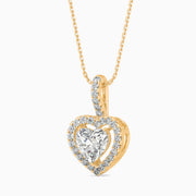 Venezia Solitaire Halo Heart Pendant-Dileti
