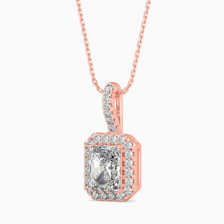 Megève Solitaire Halo Radiant Pendant