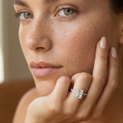 Daisy Solitaire Pave Emerald Ring