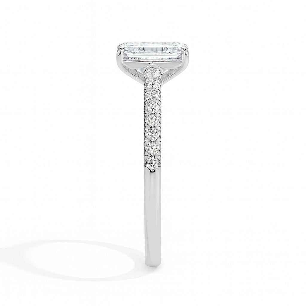 Daisy Solitaire Pave Emerald Ring