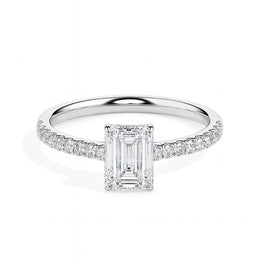 Daisy Solitaire Pave Emerald Ring-Dileti